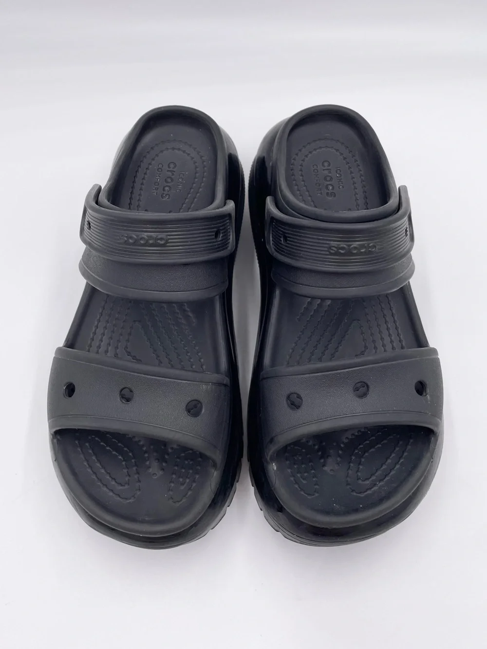 Crocs Classic Mega Crush Platform Wedge Sandals Black Women's Size 9 Men's 7